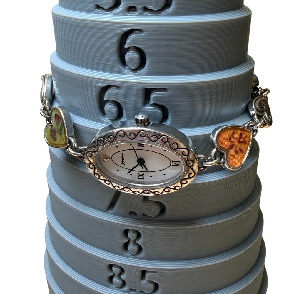 Brighton Silver Floral Heart Link Bracelet Watch Piccadilly Needs Batteries - Picture 2 of 15
